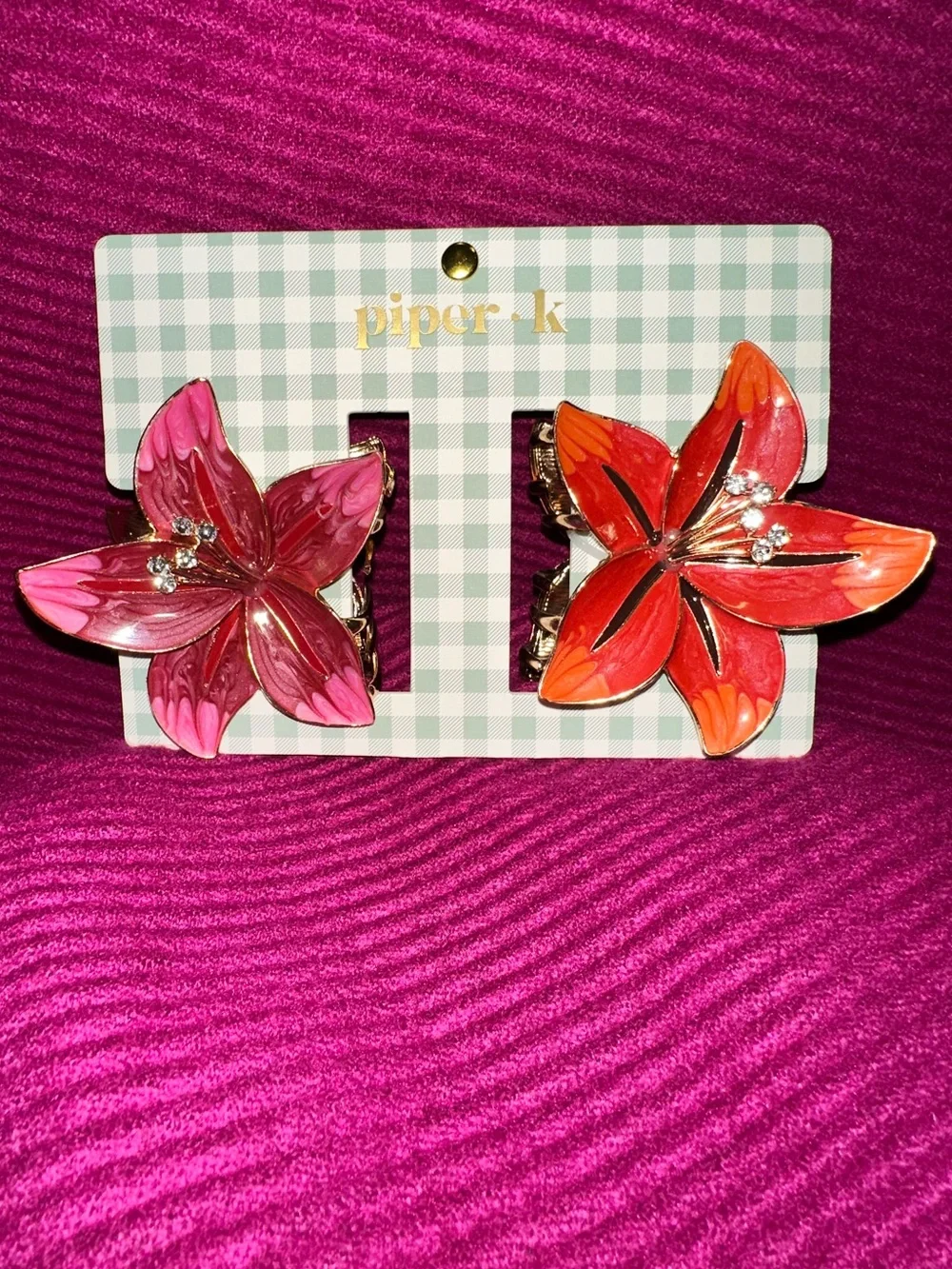 Piper•K Tropical Orchid Lily Hair Clips & Sunday State Elastic Set Tropical Vaca